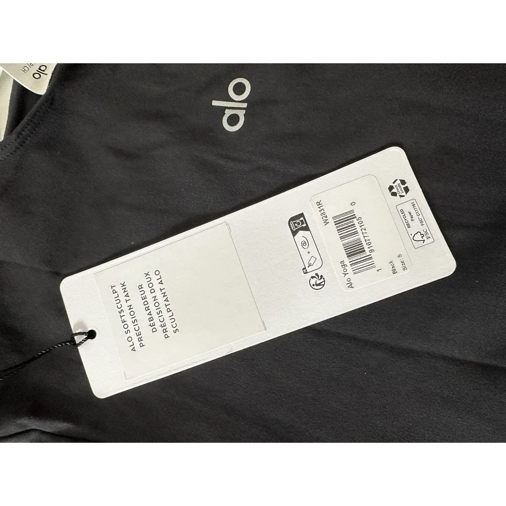 New ALO Yoga Soft Sculpt Precision Tank Women's Small Black Sleeveless Stretch‎